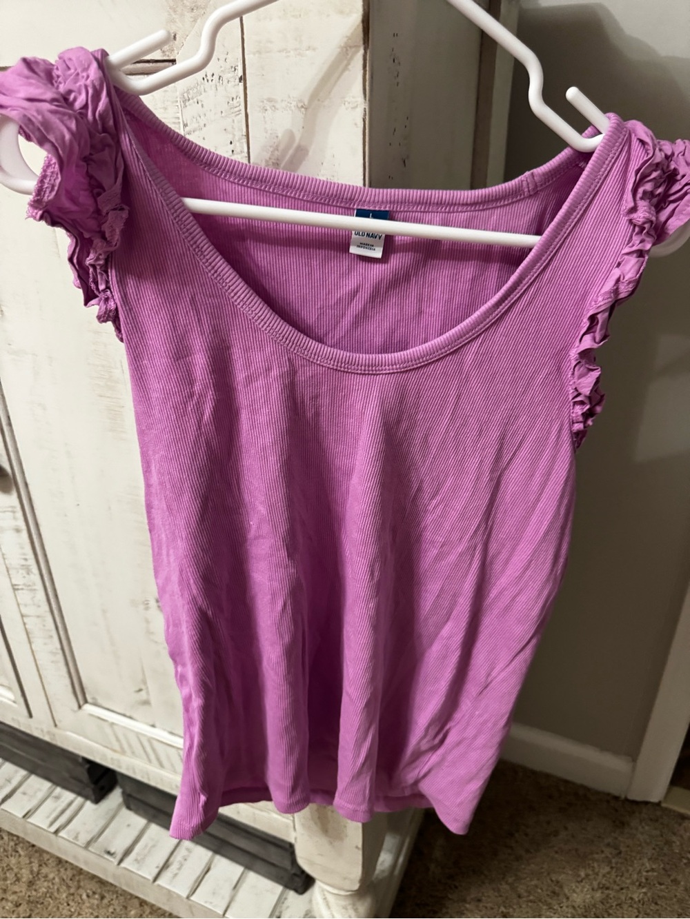 Old Navy Pink Ruffle Sleeve Ribbed Tank Top